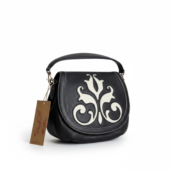 new Blush B-Lush ༄ Cavalier Leather + Fur Pouchette Clutch Handbag Bag ༄ Black - Picture 15 of 16